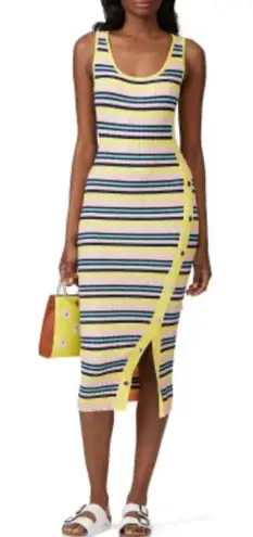 525 America Pink Snap Rib Dress Midi Yellow Size Medium