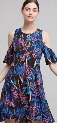 Maeve Anthropologie  Elia Cold Shoulder Floral Dress 0