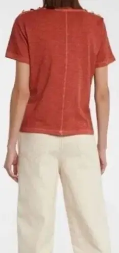 Veronica Beard Carla Button-Trimmed T-Shirt Rust