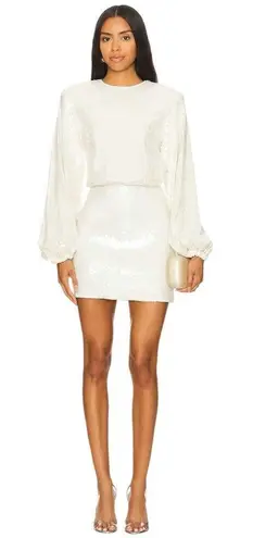 ROTATE Sequins Dress in Egret 38 New Womens Mini Long Sleeve Cocktail White Size undefined
