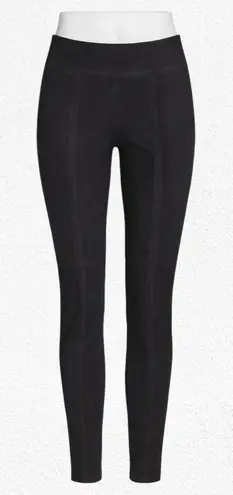 Max Mara Leisure Black Faux Suede Matte Jersey Straight Slim Pants Size Medium