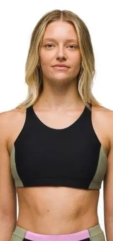 prAna New! Baja Bound Black Color Block Bikini Top Womens Size Small Racer Back