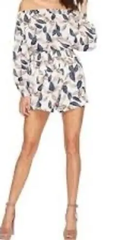 Bishop and Young Leaf Print Off-the-Should Romper Size L