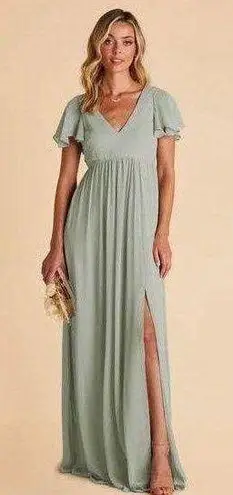 Birdy Grey  Hannah Empire Dress flutter sheer sleeves Chiffon Sage size XXL