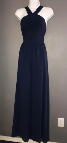 Lulus Navy Blue Formal Party Gown Maxi Dress Womens size Small