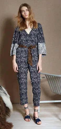 Apiece Apart Floral Puff-Sleeve Navy Blue Jumpsuit 4