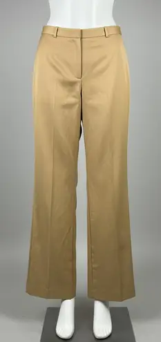 Women's 100% Wool Wide Leg Pant Size 12 Tan Satin
