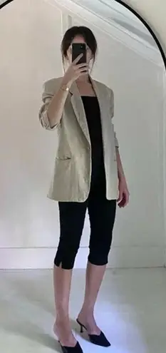 International Scene Vintage 90s Linen Blazer Jacket Size 7/8 Beige Tan