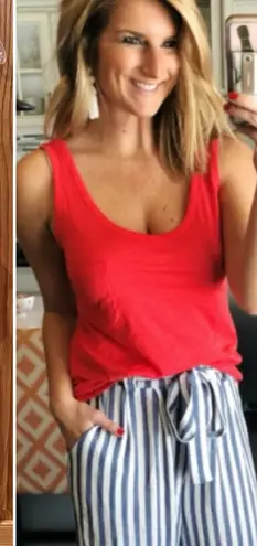 Gibson x Hi Sugarplum! Summerland Scooped Neck Pocket Tank Top Hot Orange Sz 2X