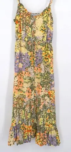 Rails Adalyn Ruffle Midi Dress Floral Yellow Green Tiered Women's S
