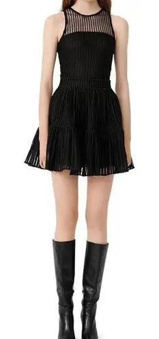 Maje NWT Tulle Rollanga A Line Mini Dress In Black Size 36 Small Mesh Goth Mini