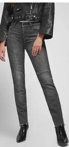 ANINE BING Kara Skinny Jeans Women’s Size 24 Gray Distressed Raw Hem Button Fly - Image 1