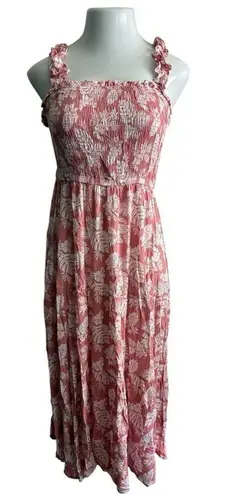 Paper Moon Floral Pink Sleeveless Mid Dress M Orange Size M