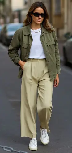 House of Harlow 1969 Textured Pleated Straight Leg Trouser Pants Sz 8 Sage Green