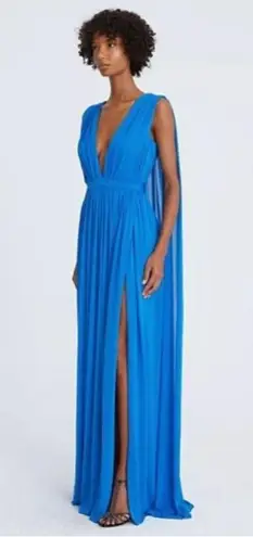 NWT Halston Heritage Ashley Azure Royal Blue Plunge Maxi Dress Size 6