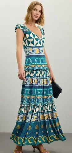 La DoubleJ Dress Pimento Blue‎ Printed V