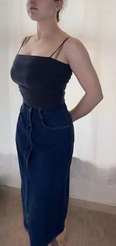 Vintage 70s Sears Denim Button Down Midi Skirt