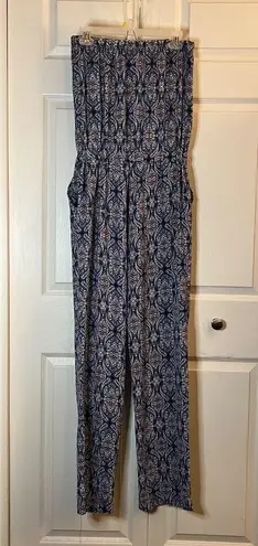 Oober Swank Blue Strapless Jumpsuit Size Large