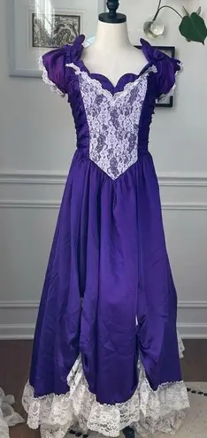 Vintage 80s Zum Zum Purple Little Bo Peep Prom Dress M 8 10 Purple