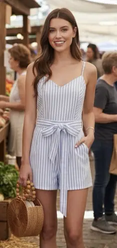 Sugar and L!ps revolve sugarlips striped tie front romper