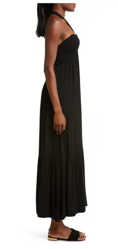 Elan Tiered Halter Maxi Cover-Up Dress Size Large