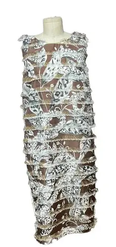 Roberto Cavalli Class Tess Fringed Snake Dress Size 44 / US 8