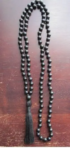 Chic Boutique Mala necklace matte black onyx 42 inches new without tag