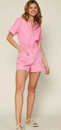 Skies Are Blue Pink Denim Romper