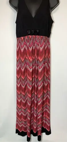 Sandra Darren Women's Chevron Lined Sleeveless Maxi Dress Black & Pink Size 6 - Image 1