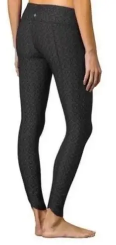 prAna Misty Leggings Charcoal Gray and Black Jacquard Knit Ruched Tight Large