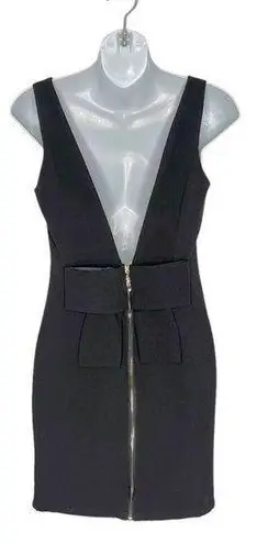 Codi Black Bow Back Sleeveless Exposed Zipper Sheath Dress