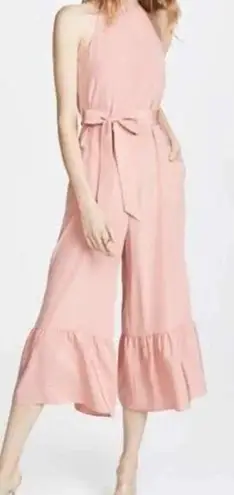 Tibi Women's Light Pink 100% Silk Ruffle Sleeveless Wide Leg Jumpsuit Size 0