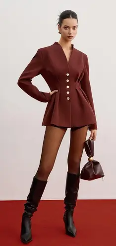 NWT Commense Cinched Pleated Blazer With Shoulder Pads, Medium