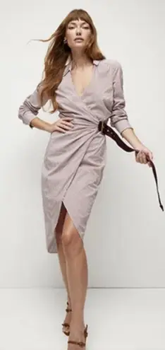 Veronica Beard Shirt Dress Size 4 Jacinda Striped Stretch Cotton Wrap Belted