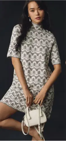 Maeve The Annalise Mock-Neck Chenille Sweater Mini Dress in Medium Retro Mod