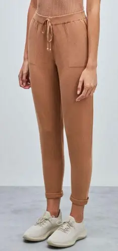 Anselmi Knit Trousers with Italian Hem Camel Size PP XXS Stretchy Comfy Lounge Brown