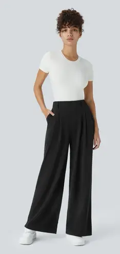 Halara Flex High Waisted Pocket Wide Leg Waffle Work Pants Black M Tall