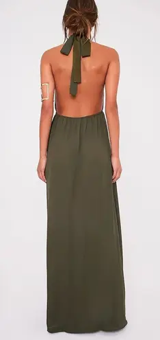 Pretty Little Thing Alina Khaki Plunge Maxi Dress