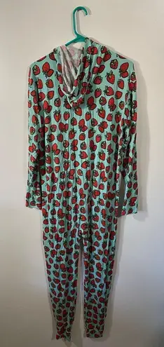 MeUndies Strawberry Onesie in Modal Size S/M with Zipper and Pockets Sold Out Blue Size M