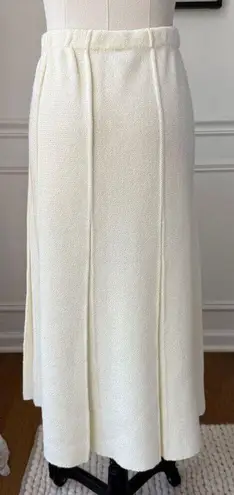 Vintage 80s Knit Box Pleat Midi Length Knit Skirt 18 White