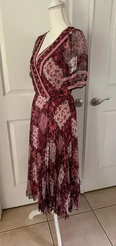 Notte Marchesa Floral Print Chiffon Midi Wrap Dress