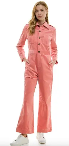 Saint Geraldine Marrs Pink Long Sleeve Velvet Corduroy Coveralls Jumpsuit S