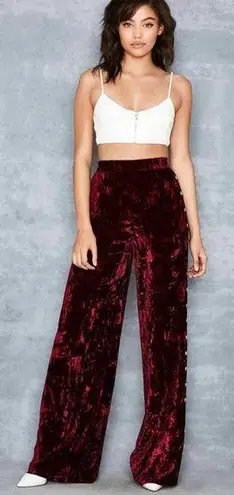 Mistress Rocks Valiant Burgundy Crushed Velvet Joggers Size Small