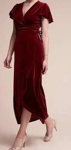 Lottie Velvet Maxi Dress Women's Size XXL Stretch Midi Maxi Burgundy Cranberry Red