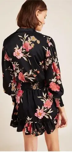 MISA Los Angeles Misa Iyana Floral Tie-Neck Smocked Waist Mini Dress XS