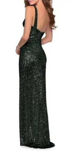 La Femme  One-Shoulder Sequin Gown NWT in Emerald 2