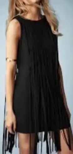Kate Moss TopShop Black Fringe Punk Rock Glam Cocktail Party Dress Size Small S