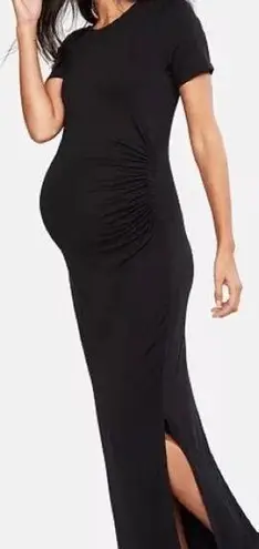 A pea in the pod Pea in the Pod Luxe Waist Ruched Maternity Maxi Dress Womens M Black Side Slit