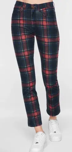 Pam & Gela Tartan Plaid Slim Crop Pant Red Multi Size 25