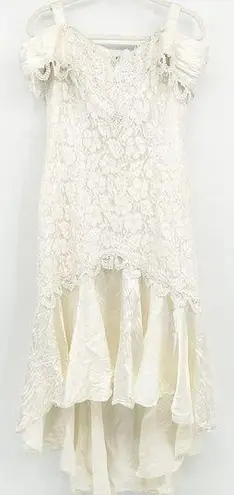 Betsy and Adam Womens Vintage 90s Ivory Lace Bridal Prom Formal Dress Size 16